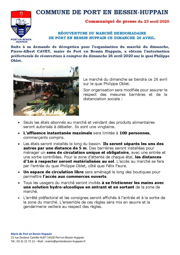 com de presse n réouverture du marché