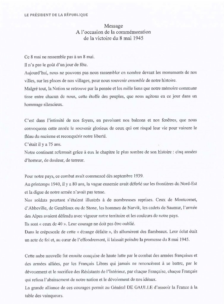 Commemoration 8 mai 1945_message pre. rep.1