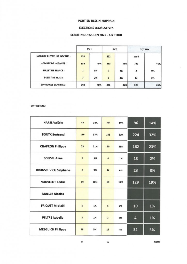 ELECTIONS LEGISLATIVES 1ER TOUR